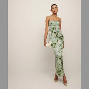 Frankie Silk Dress - Tea Garden - Reformation